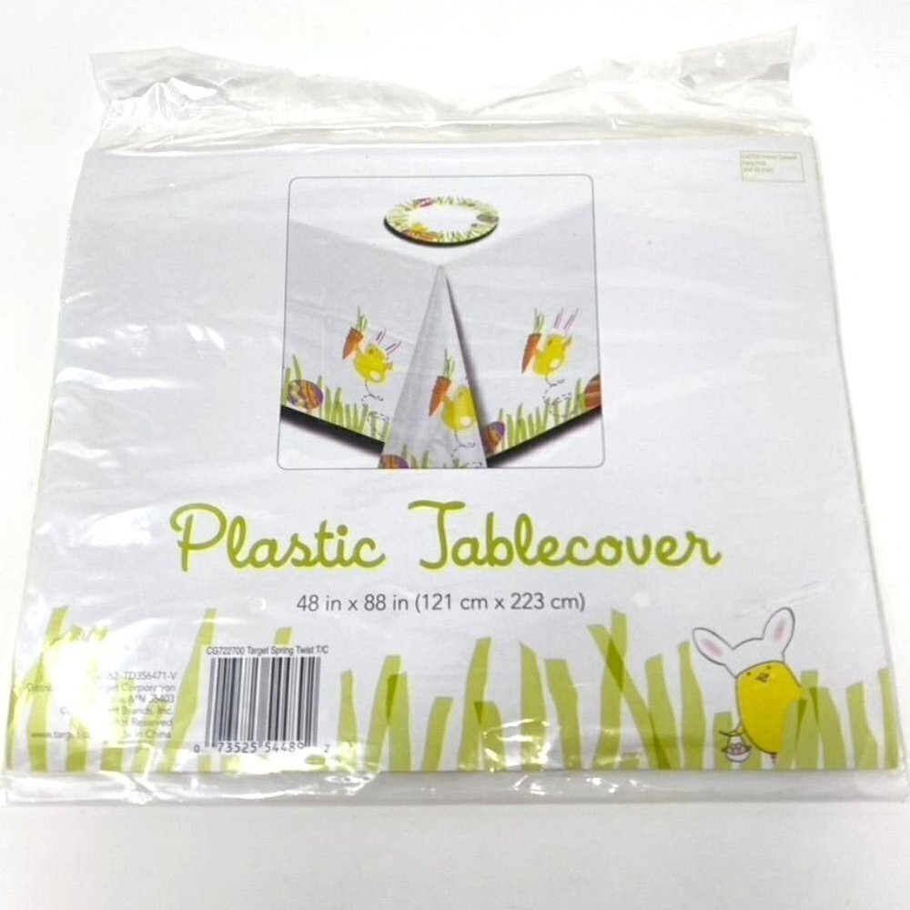 Target Easter Plastic Tablecover 48 in x 88 in Chicks Eggs Grass